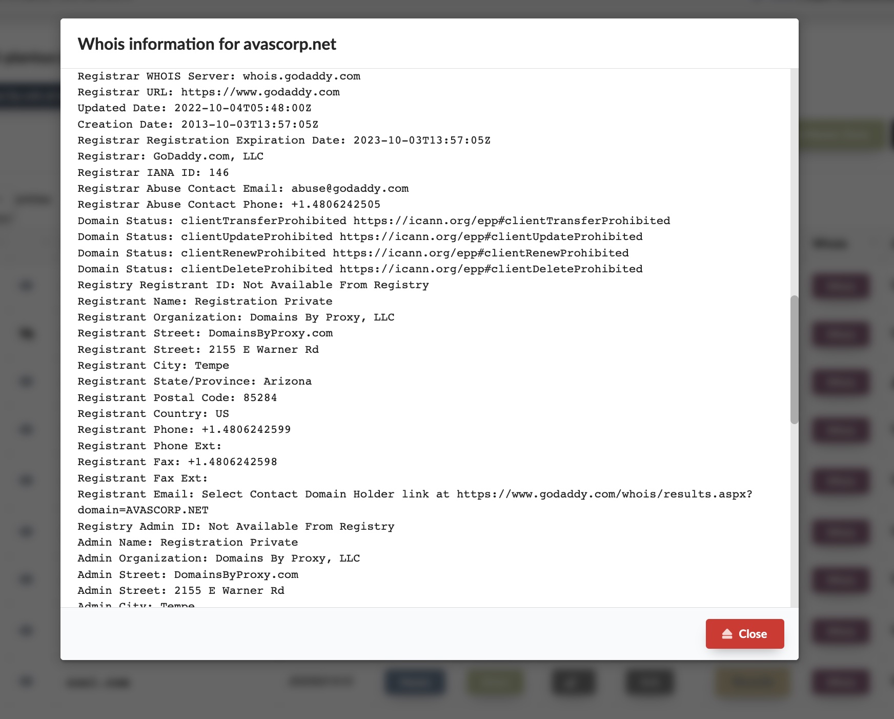 DNS Whois Information
